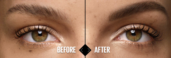 A model with one natural eyebrow and the other sculpted with the eyebrow pencil