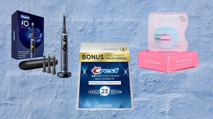The Oral-B iO Series 9 electric toothbrush, Crest 3D Whitestrips, and Cocofloss dental floss are some of the top recommended products.