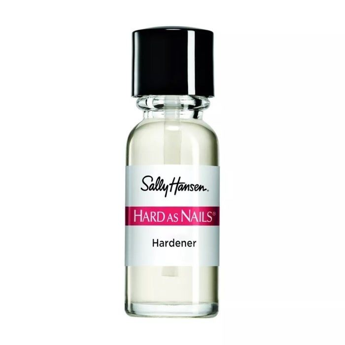 Sally Hansen Hard as Nails nail hardener bottle with the label clearly visible