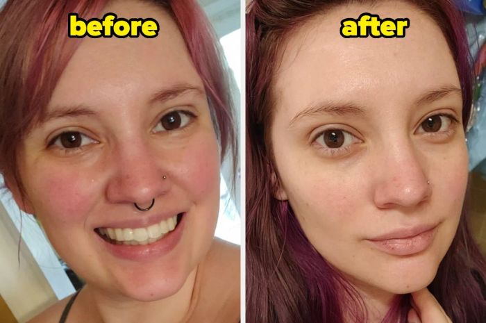 Side-by-side photos labeled with product results.