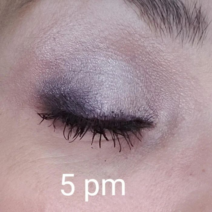 reviewer with matching eyeshadow, labeled the same