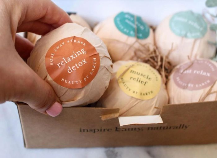 Six individually wrapped bath bombs.