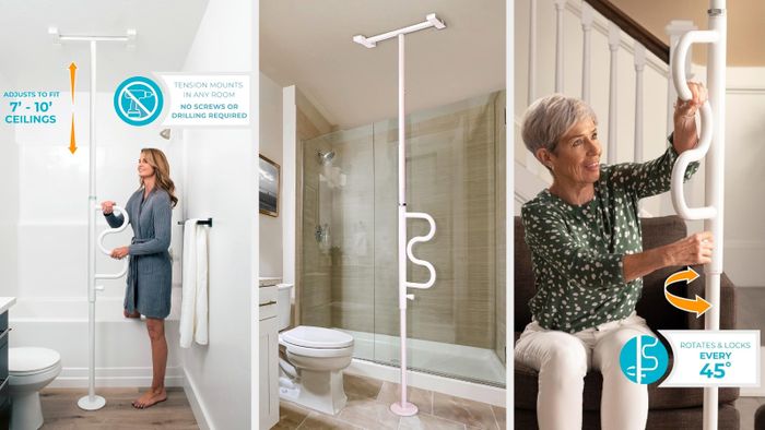 The white assistive grab pole