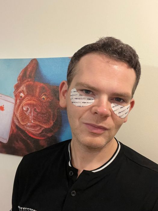 Mytour editor Daniel Boan wearing YSE eye masks