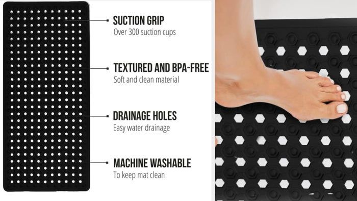 The black bath mat