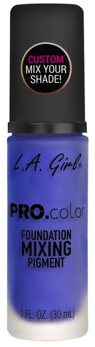 A blue bottle of L.A. Girl Pro.Color Foundation Mixing Pigment.