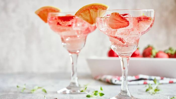 wine spritzers with fruit garnish