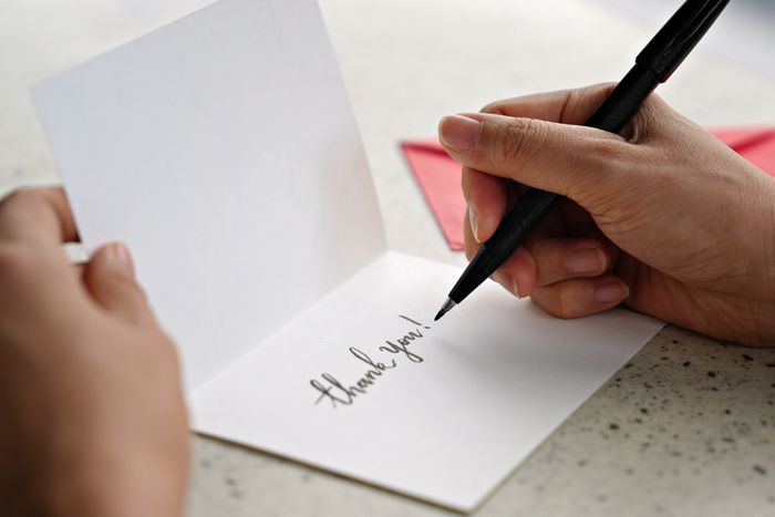 A person writes 