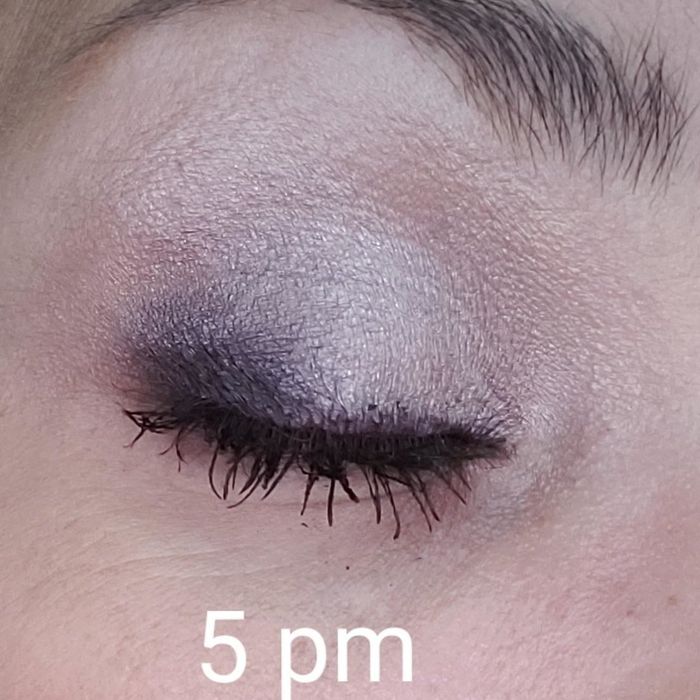Purple eyeshadow still looking fresh, labeled
