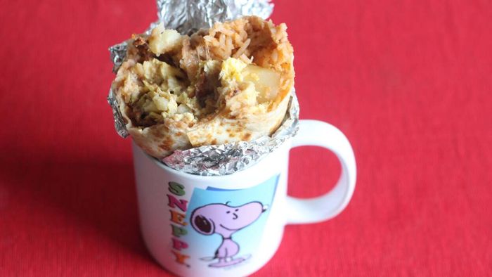 Consider using a mug for your burrito instead of a plate