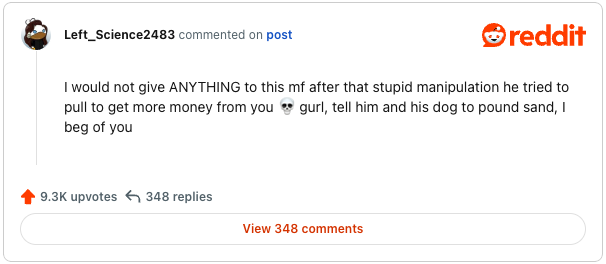 Reddit post by Left_Science2483: 