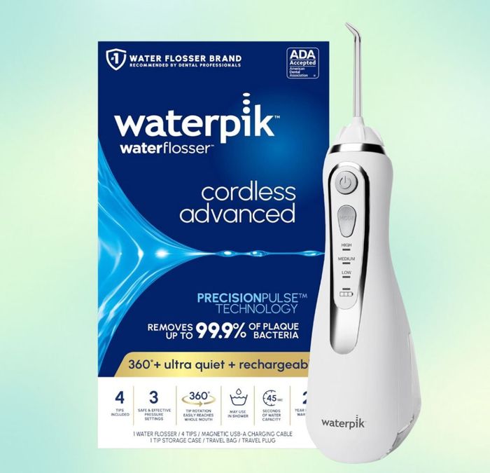 The sleek white water flosser