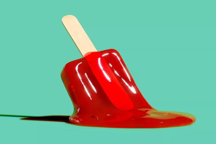 melted red popsicle
