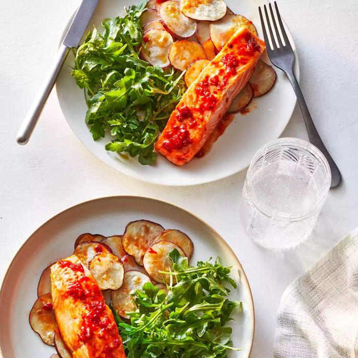harrisa salmon with potatoes
