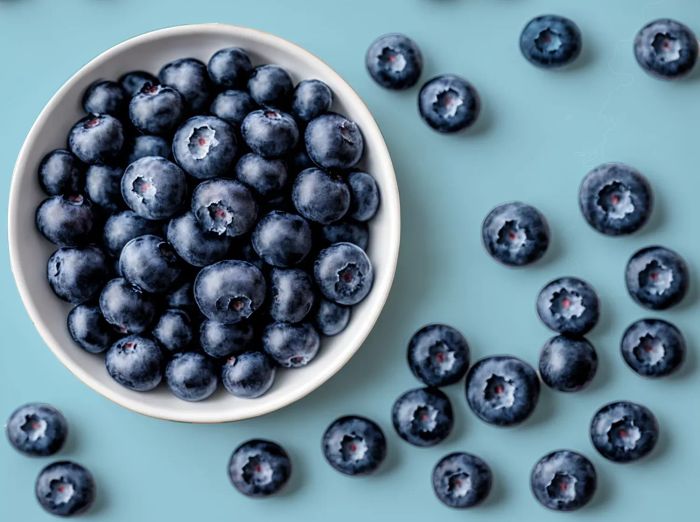 A bowl of fresh blueberries