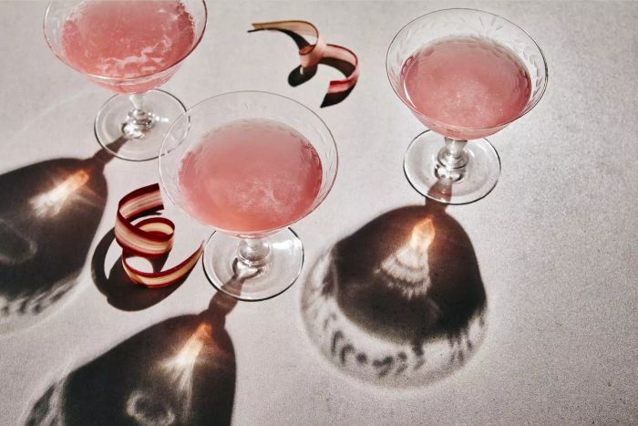 Pink non-alcoholic cocktails.