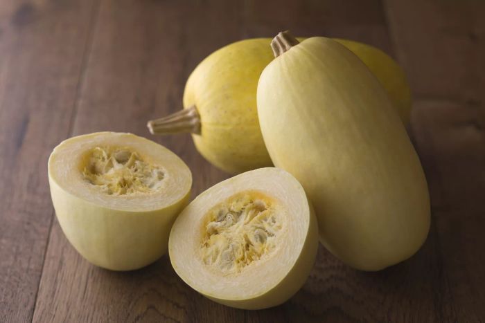 Whole and Halved Spaghetti Squash