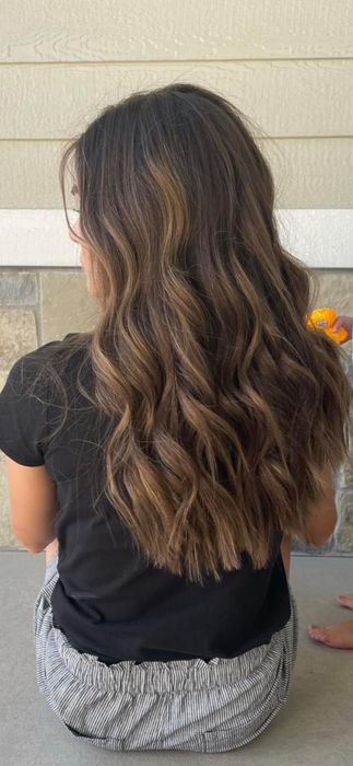 reviewer's hair after using the in-shower detangler