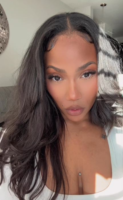 Jordan Grigsby's brows after using the pencil to fill them in