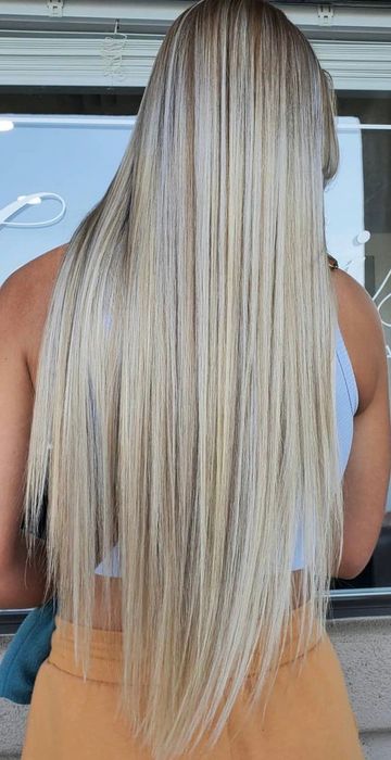 Reviewer's beautifully toned blonde hair after using the mask