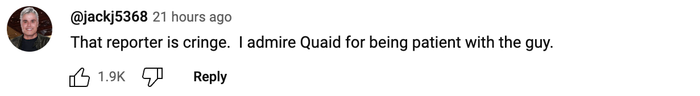 A comment on social media says: