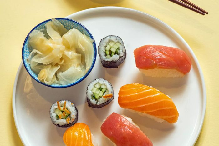 Sushi paired with ginger