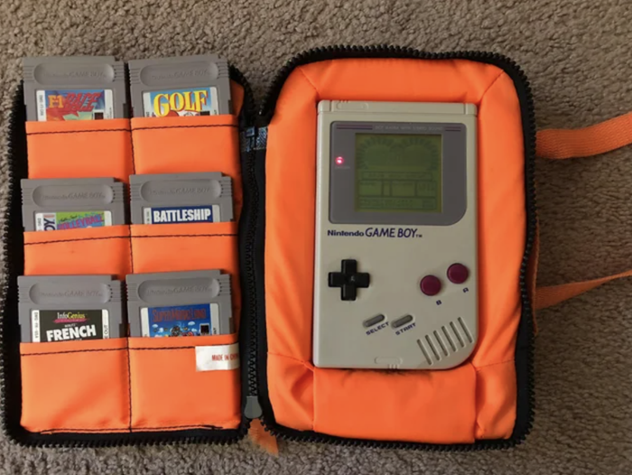 Game Boy and its collection of cartridge games.