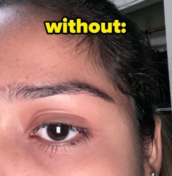 A before image of a reviewer's natural lashes