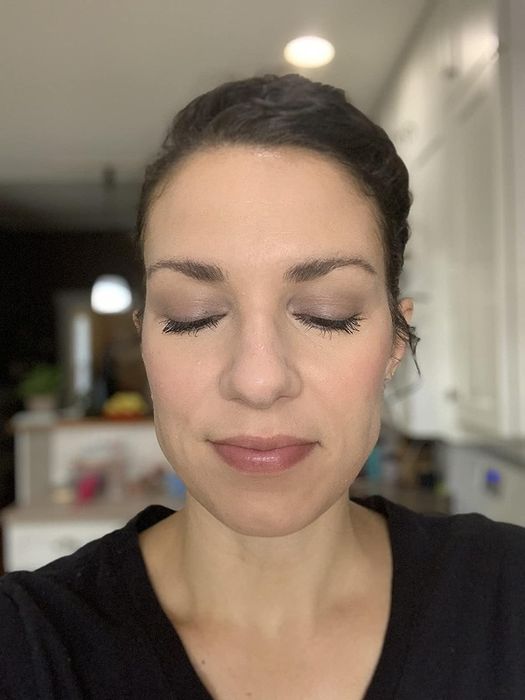An image of a reviewer sporting the stone matte eyeshadow on their eyelids