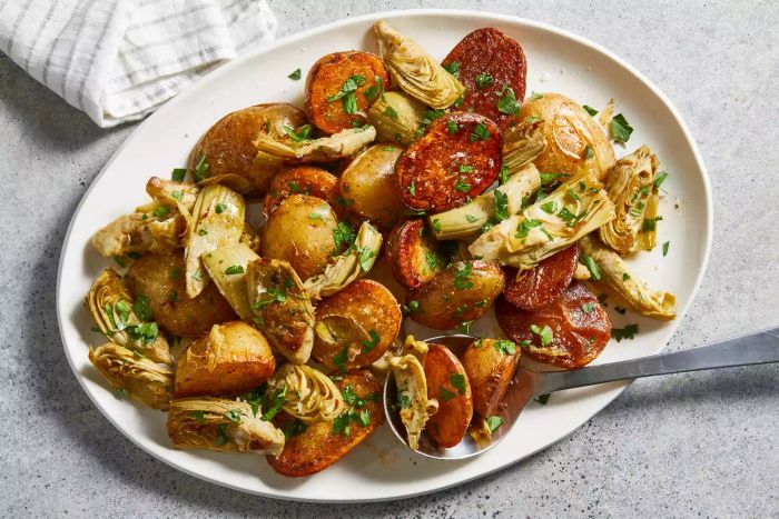 Roasted Artichokes and Potatoes make for a flavorful and hearty dish, bringing out the best in these two ingredients.