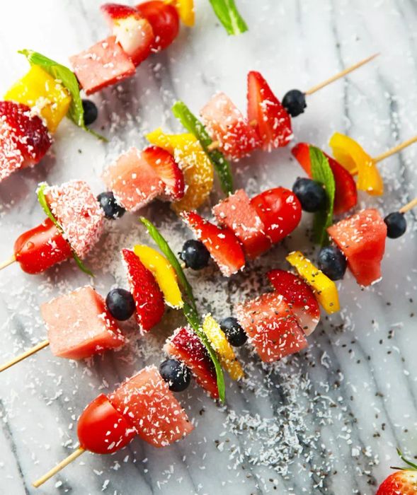 Fruit Skewers With Coconut and Chia