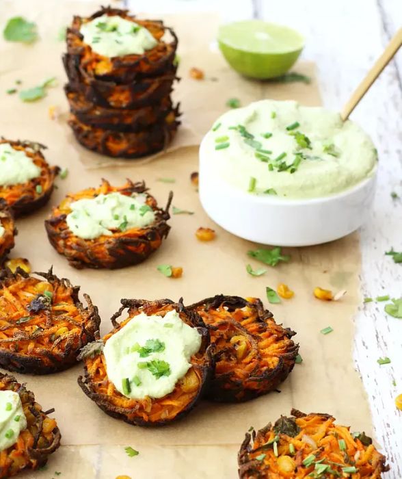 Sweet Potato Fritters With Citrus Cream