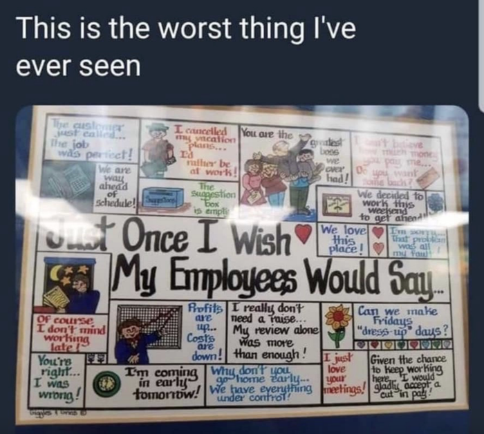 A poster with phrases like 