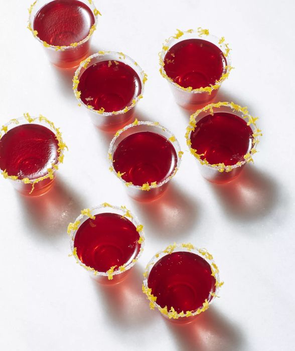 Campari and Cranberry Jello Shots