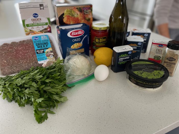 The ingredients for dinner are all set out and ready.