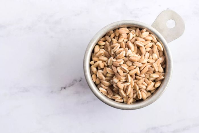 A serving of farro in a bowl