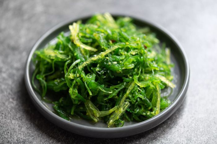 A plate filled with assorted seaweed