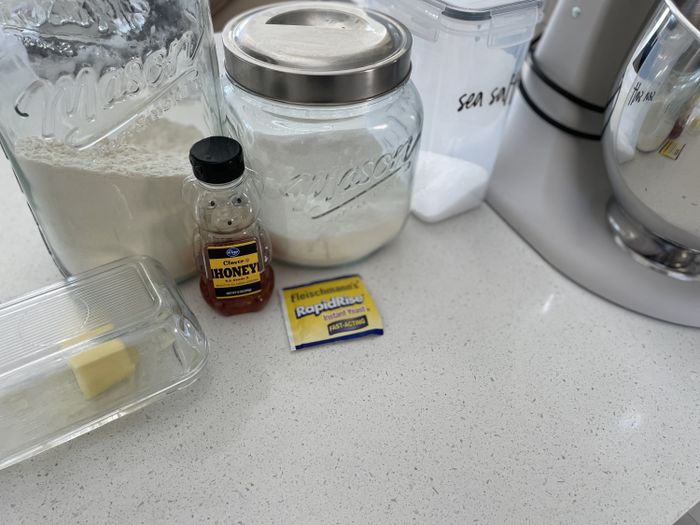 Ingredients for making bread.