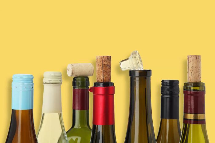 Open and Closed Wine Bottles with Corks