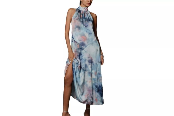 Anthropologie By Anthropologie Sleeveless Halter A-Line Midi Dress