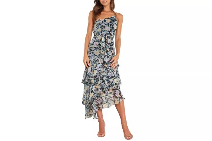 Nordstrom Petal & Pup Amren Floral One-Shoulder Tiered Asymmetric Dress