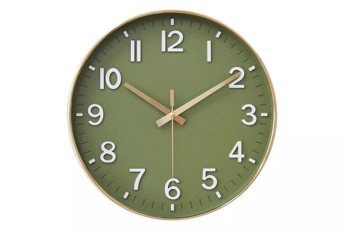 HZDHCLH Wall Clocks Battery Operated, 12-inch Silent Non-Ticking Modern Wall Clock for Living Room, Bedroom, Kitchen, Office, Classroom Decor (Olive Green and Gold)