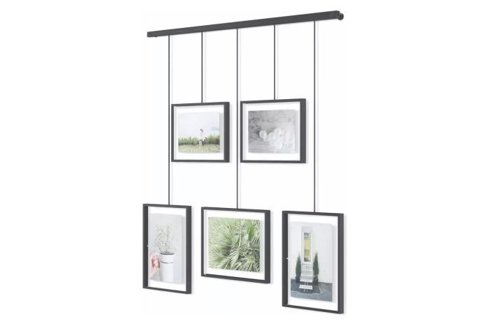 Umbra Exhibit Picture Frame Gallery Set, Adjustable Wall Collage Displays Five Photos (Two 4x6