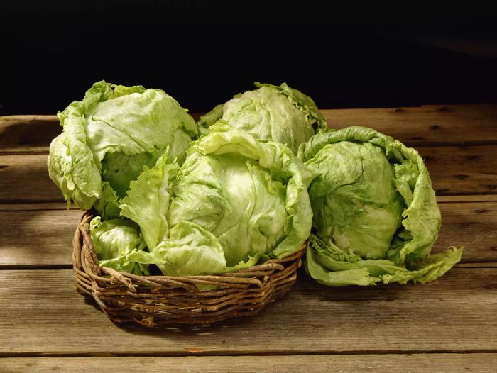Iceberg lettuce in a basket