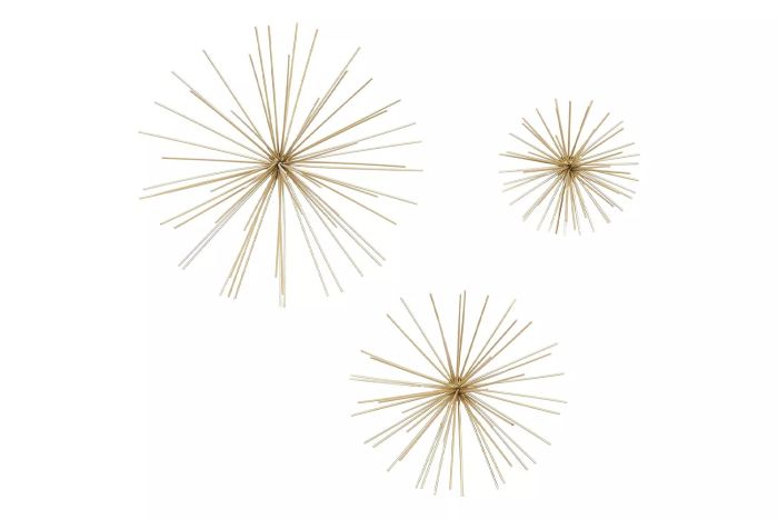 Deco 79 Metal Starburst 3D Wall Sculpture Set, Featuring 6