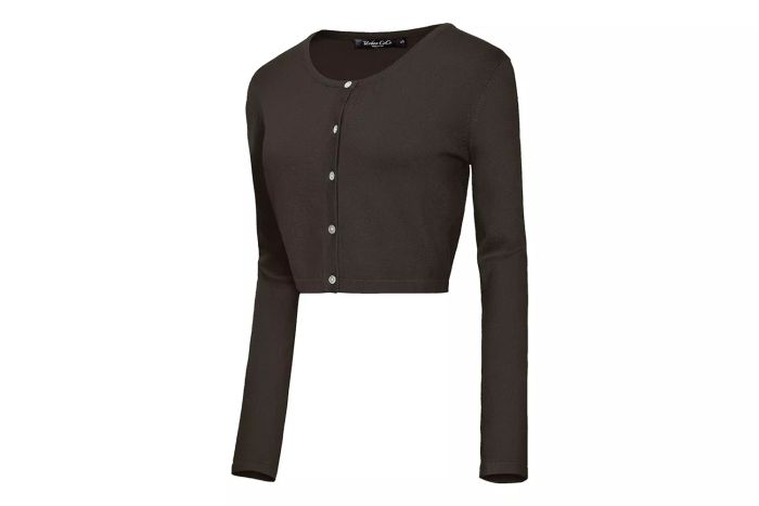Amazon Urban CoCo Women's Buttoned Crew Neck Cropped Cardigan