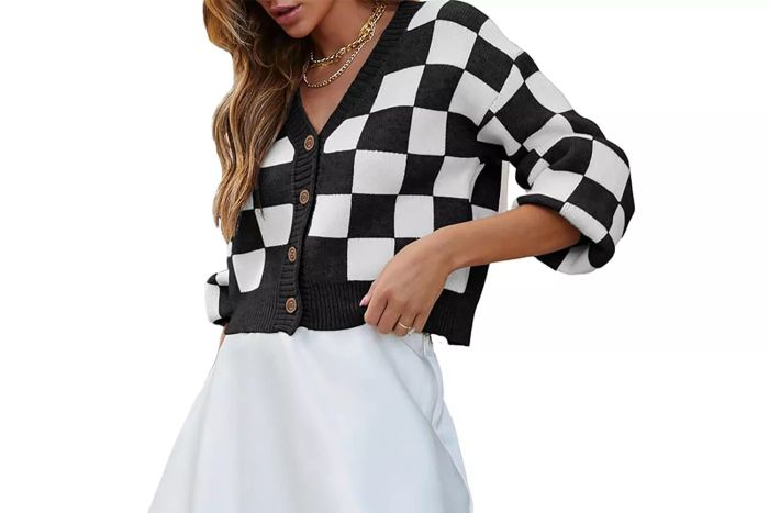 Amazon Dokotoo Women's Checkered V-Neck Button-Down Long Sleeve Shirt