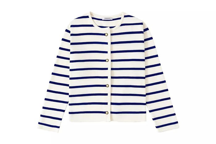Amazon LATAHUO Store Women's Striped Cardigan Sweater with Trendy Button-Down Long Sleeves