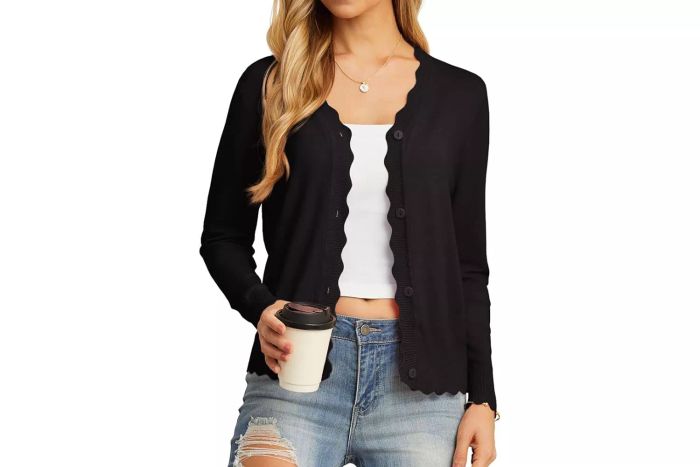 GRECERELLE Women's Long Sleeve V-Neck Button-Down Cardigan Knit Shrugs Sweater