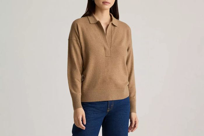 Mongolian Cashmere Polo Sweater